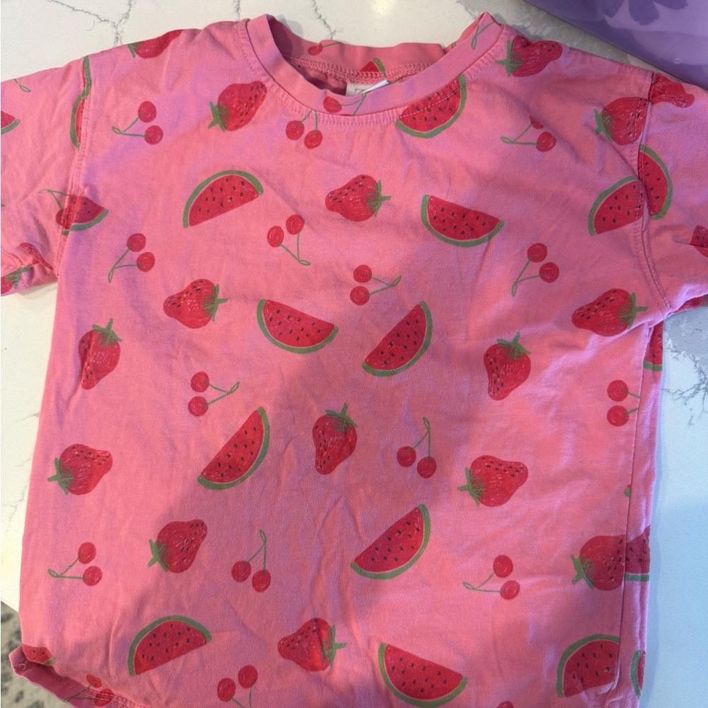 Pink Fruit-Print Kids Tee